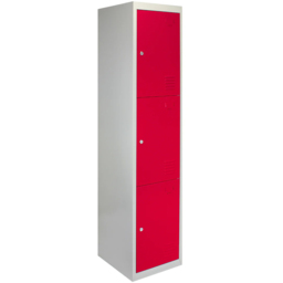 MonsterShop 3 Door Red Metal Storage Locker - thumbnail 2