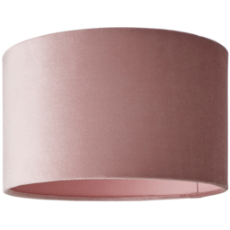 ValueLights Reni Blush Velvet Drum Ceiling Lamp Shade 25cm