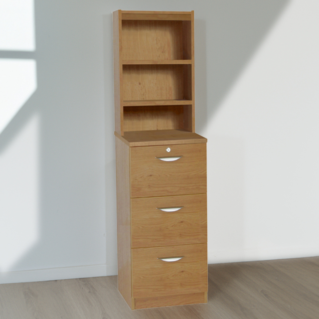 R White Cabinets Brown 3 Drawer 3 Shelf Filing Cabinet with Hutch - image 1