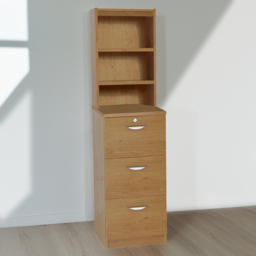 R White Cabinets Brown 3 Drawer 3 Shelf Filing Cabinet with Hutch