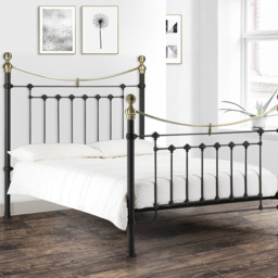Julian Bowen Victoria King Size Black Satin and Brass Bed