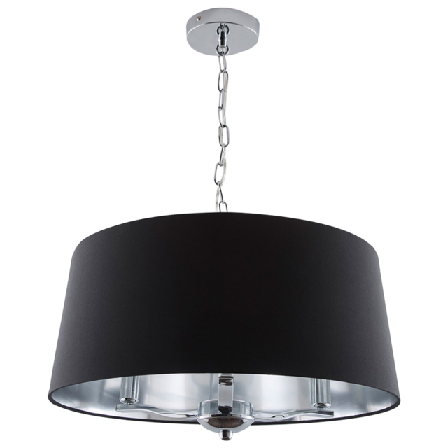 Kliving Giovanna 3 Light Black Drum Shade Chrome Chandelier - image 1