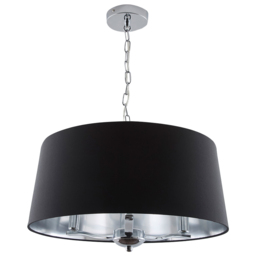 Kliving Giovanna 3 Light Black Drum Shade Chrome Chandelier - thumbnail 1