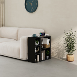 Decortie Combayn 3 Shelf Black Wood Low Bookcase - thumbnail 4