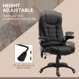 Portland Black Linen Swivel Massage Recliner Office Chair - thumbnail 4