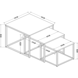 Black Metal Nest of Tables Set of 3 - thumbnail 4