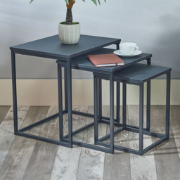 Black Metal Nest of Tables Set of 3 - thumbnail 1
