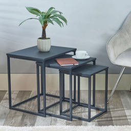 Black Metal Nest of Tables Set of 3 - thumbnail 2