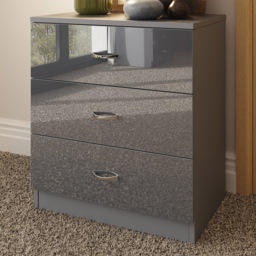 FWStyle Chilton 3 Drawer Grey Gloss Chest of Drawers - thumbnail 1