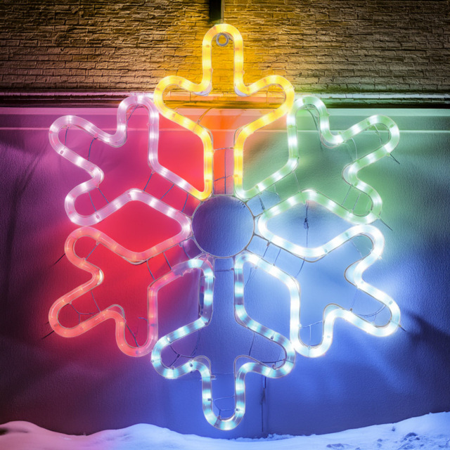 144 Multicolour LED Festive Snowflake Rope Light - image 1
