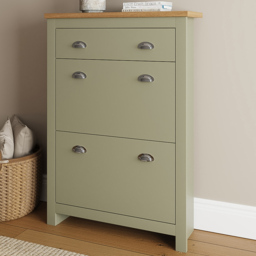 GFW Lancaster 2 Door Single Drawer Sage Green Shoe Cabinet - thumbnail 1