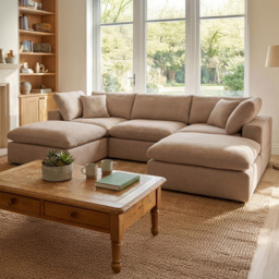 Artemis Home Cotleigh 5 Seater Light Brown U-Shaped Corner Sofa - thumbnail 1