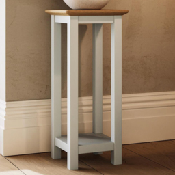 FWStyle Taberno White Linen and Oak Side Table