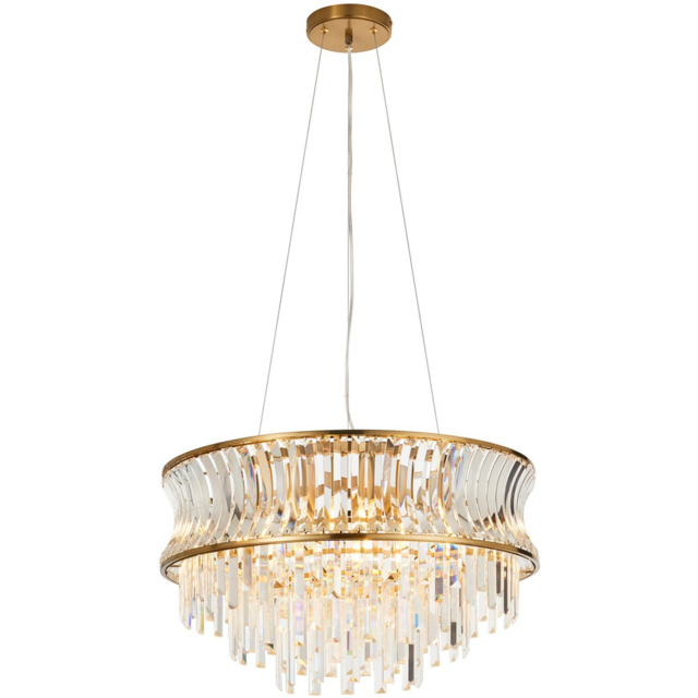 Merano Vittoria Crystal and Clear Glass Warm Brass Plate Pendant Light - image 1