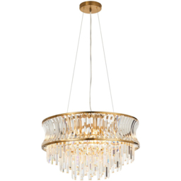 Merano Vittoria Crystal and Clear Glass Warm Brass Plate Pendant Light - thumbnail 1
