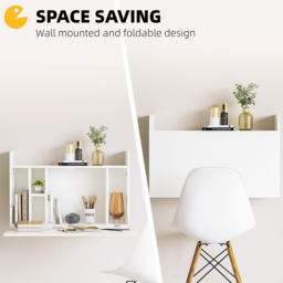 Portland Wall-Mounted Floating Drop-Leaf Table White - thumbnail 4