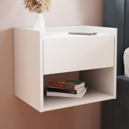 GFW Harmony Single Drawer White Wall Mounted Bedside Table Set of 2 - thumbnail 1