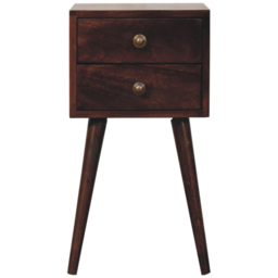 Artisan Furniture California Walnut 2 Drawer Solid Wood Mini Bedside Table - thumbnail 2