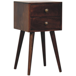 Artisan Furniture California Walnut 2 Drawer Solid Wood Mini Bedside Table - thumbnail 4