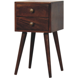 Artisan Furniture California Walnut 2 Drawer Solid Wood Mini Bedside Table - thumbnail 3
