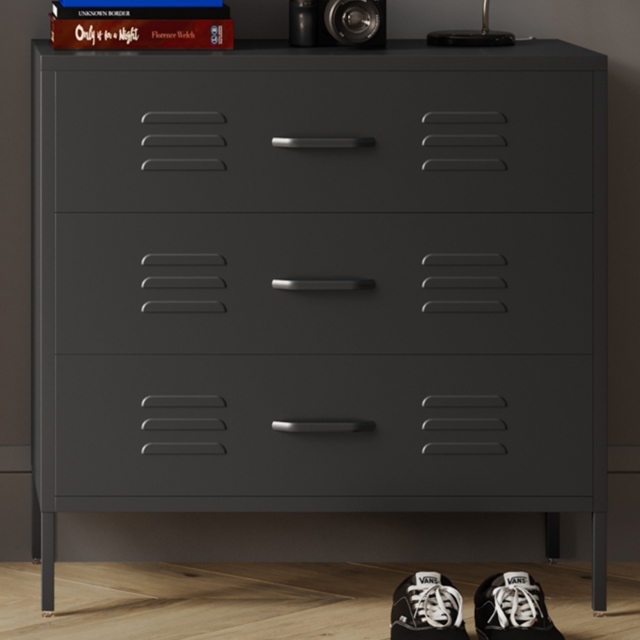 LPD Home Caleb Matte Black 3 Drawer Storage Chest - image 1