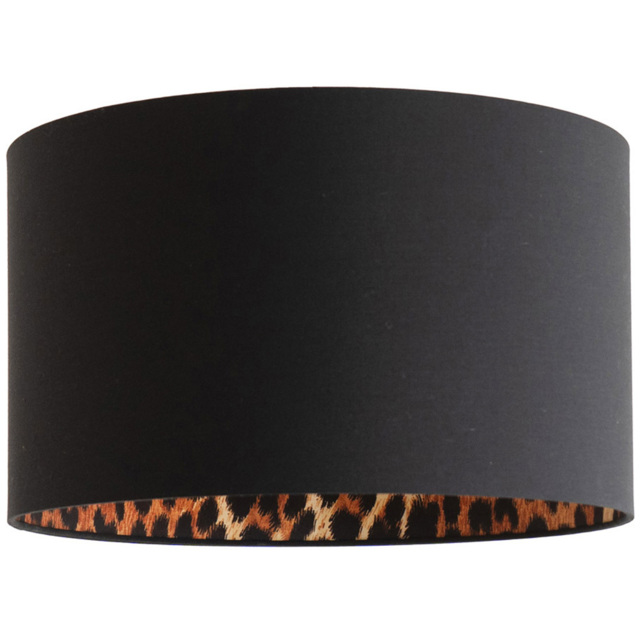 ValueLights Oasis Large Black Drum Shade with Leopard Inner - image 1