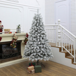 White and Green Flocked Fir Artificial Christmas Tree 7ft - thumbnail 2