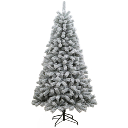 White and Green Flocked Fir Artificial Christmas Tree 7ft