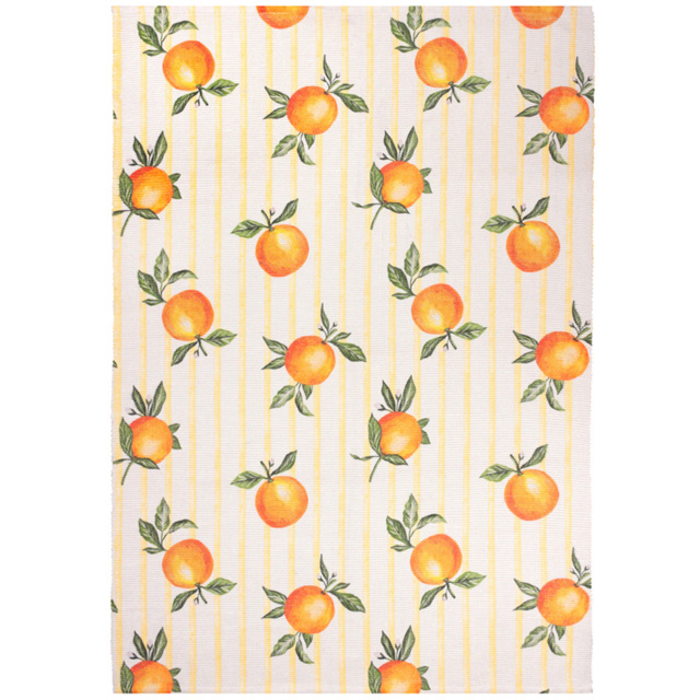 Furn Fruits Oranges Gingham Check Yellow Woven Rug 120 x 170cm - image 1