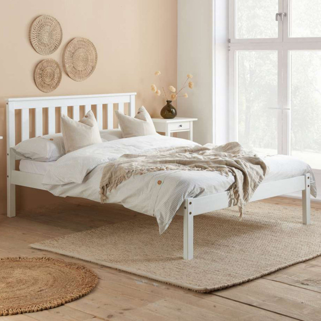 Denver King Size White Wooden Bed - image 1