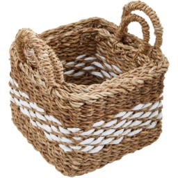 Premier Housewares Natural and Black Square Seagrass Basket 2 Pack - thumbnail 3