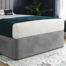 Marcelo Grey Small Single Velvet Upholstered Divan Bed Frame with Linear Headboard - thumbnail 4