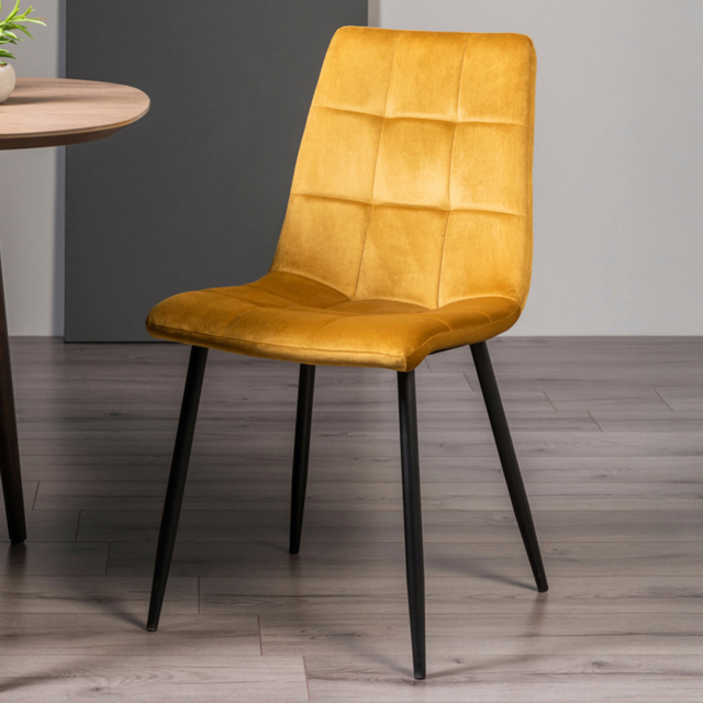 Bentley Designs Mondrian Mustard Velvet Dining Chair Set of 2 - image 1