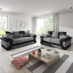 Portland Dino 5 Seater Black and Grey Sofa Suite with Scatter Back