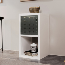 Homebase 33.4cm 2 Pack Grey Cube Storage Door with Metal Pegboard - thumbnail 2