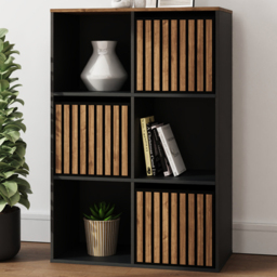 GFW Kube Black and Walnut 3 Drawer 3 Shelf Storage Unit