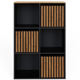 GFW Kube Black and Walnut 3 Drawer 3 Shelf Storage Unit - thumbnail 3