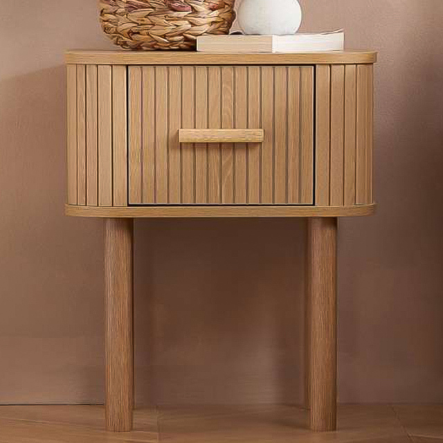 Birlea Axel Single Drawer Fluted Bedside Table - image 1