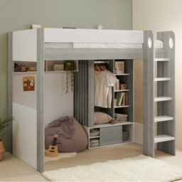 Flair Hampton White and Grey Single High Sleeper