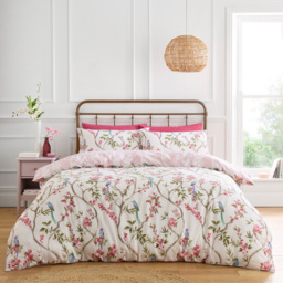 Cherry Blossom Birds Duvet Set Pink Superking