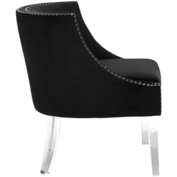 Premier Housewares Clarence Black Velvet Chair with Acrylic Legs - thumbnail 3