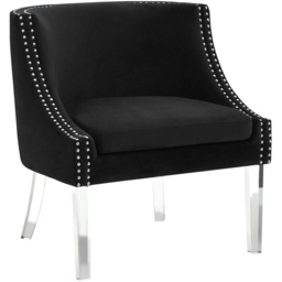 Premier Housewares Clarence Black Velvet Chair with Acrylic Legs - thumbnail 2