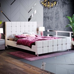Vida Designs Valentina King Size Light Grey Velvet Bed Frame - thumbnail 1
