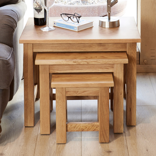 Baumhaus Mobel Oak Nest of Tables Set of 3 - image 1