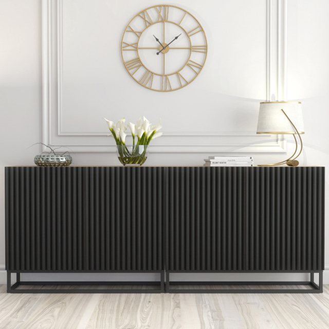 Creative Furniture Ripple Duo Oak and Black 4 Door Sideboard - image 1