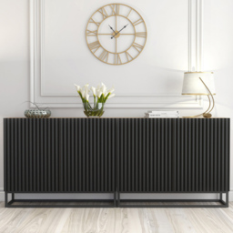 Creative Furniture Ripple Duo Oak and Black 4 Door Sideboard - thumbnail 1
