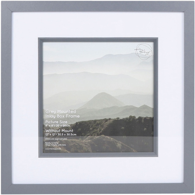 The Port. Co Gallery Inlay Grey Box Photo Frame 8 x 8 inch