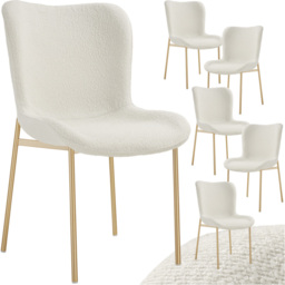 tectake Tessa Padded White and Gold Boucle Dining Chair Set of 6 - thumbnail 2