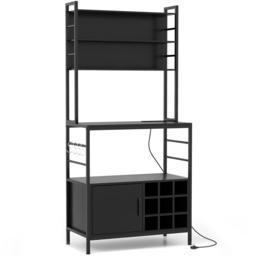 Costway Black Bakers Rack with Power Outlet