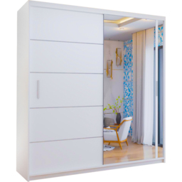 M N Furniture Venece 2 Door White Mirrored Sliding Wardrobe 150cm - thumbnail 2